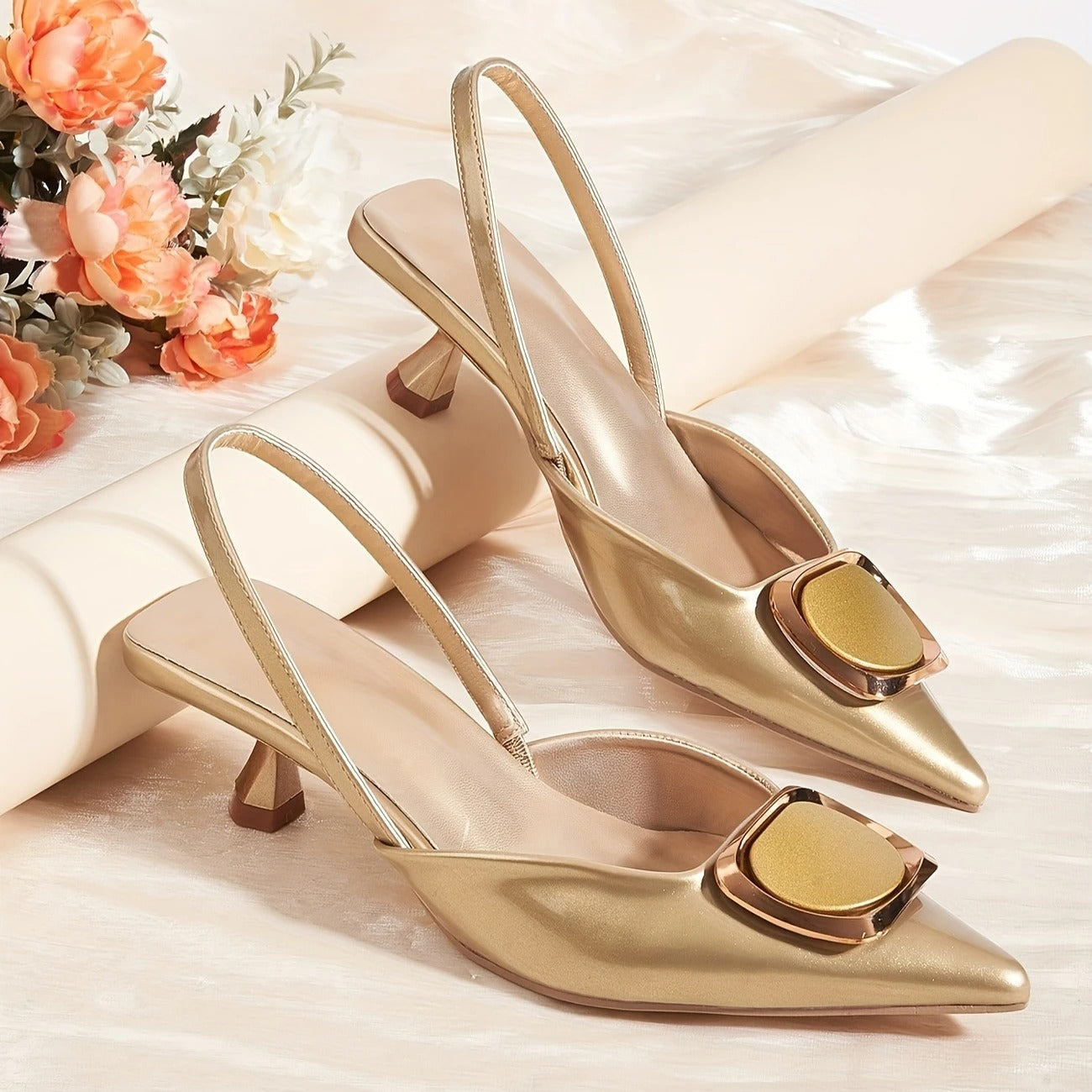 ✨ zapatos tipo SLINGBACKS de tacón bajo.